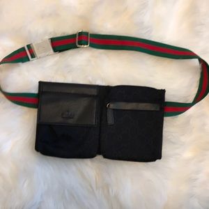 Black, red and green belt bag/fanny pack.